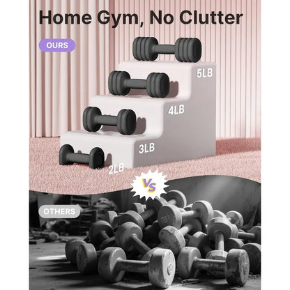 Adjustable Dumbbell Set of 2, 4-in-1 Hand Weights