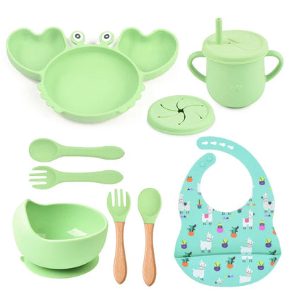 9Pcs Baby Silicone Non-Slip Suction Feeding set
