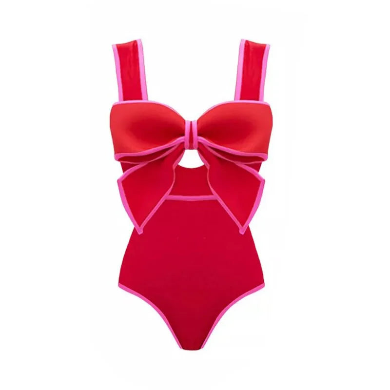 Red Retro One Piece Swimsuit