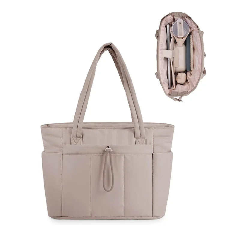 Tote with Cup Holder Laptop Compartment