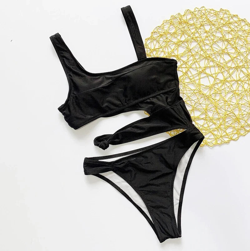 One-Shoulder Cutout One-Piece Swimsuit