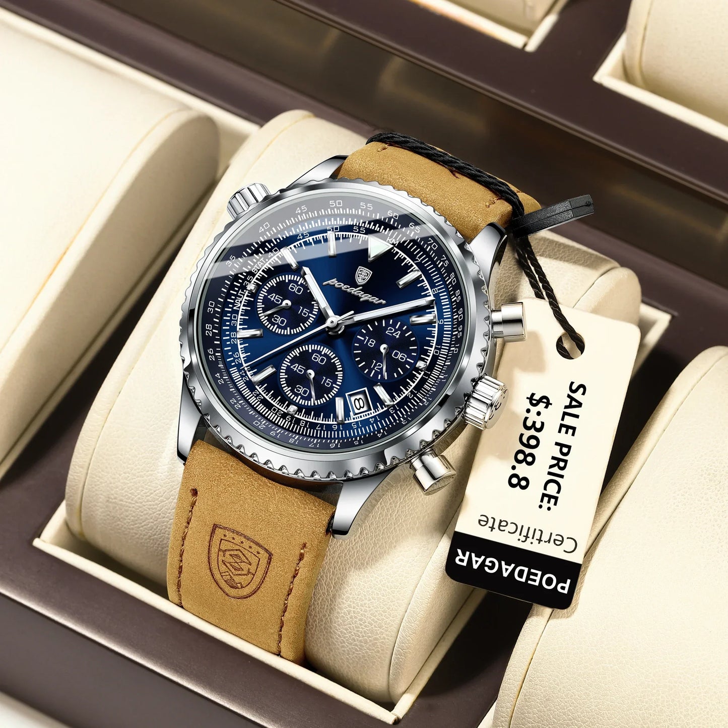 Quartz Waterproof Leather Wristwatch