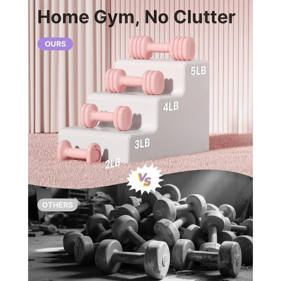 Compact Free Weights Dumbbells Set with Soft Grip and Base,