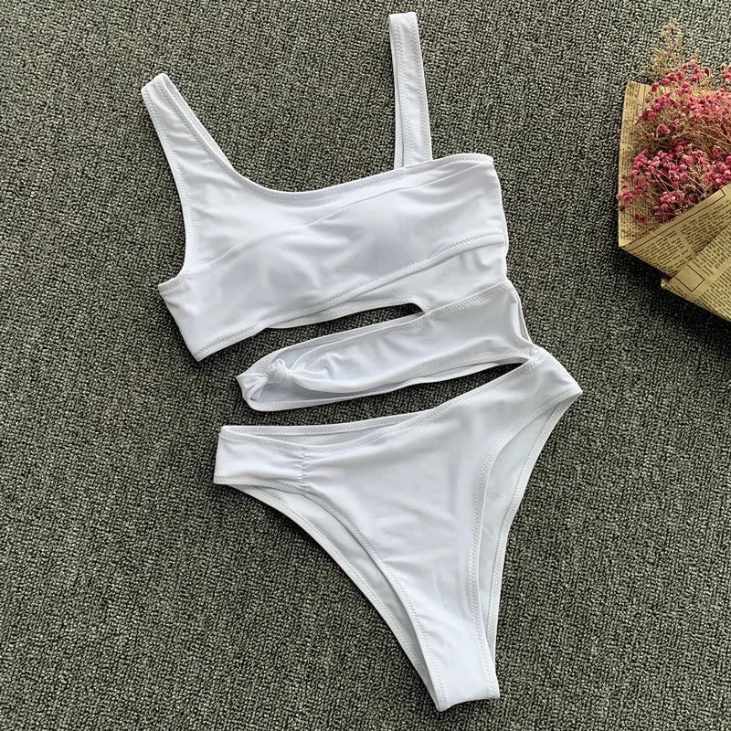 One-Shoulder Cutout One-Piece Swimsuit