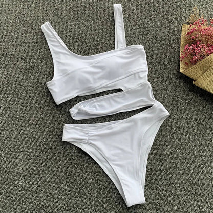 One-Shoulder Cutout One-Piece Swimsuit
