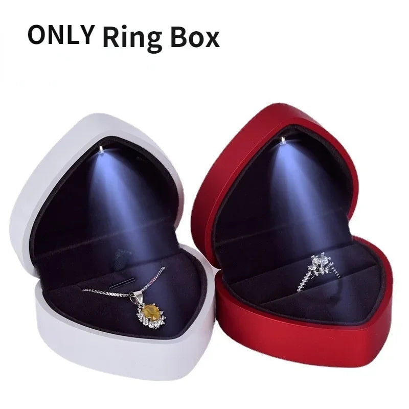 Heart Shaped LED Light Jewelry Box