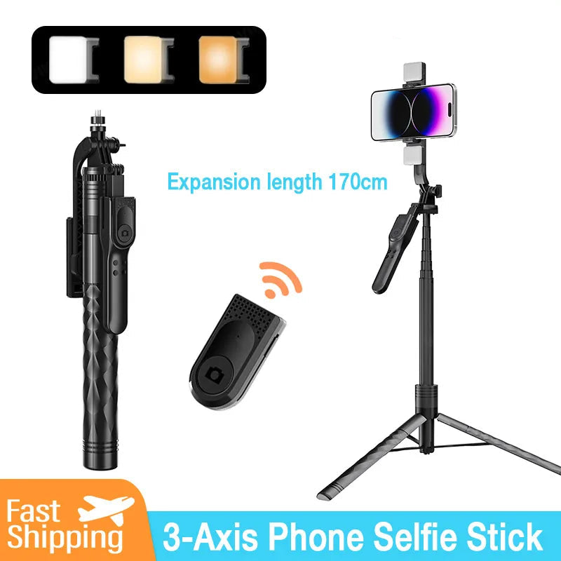 3-axis Anti-shake Head Selfie Stick Mobile Phone Holder