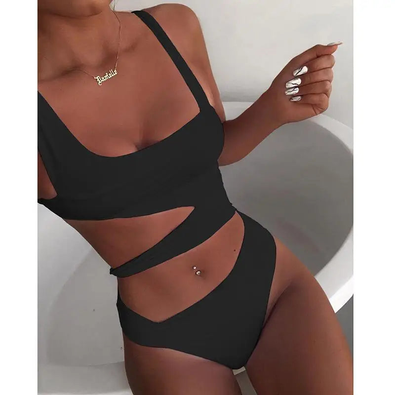 One-Shoulder Cutout One-Piece Swimsuit