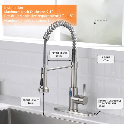 Touchless LED Light Kitchen Sink Faucet