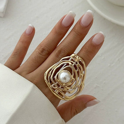 4 Pcs Exaggerated Gold Color Ring Set