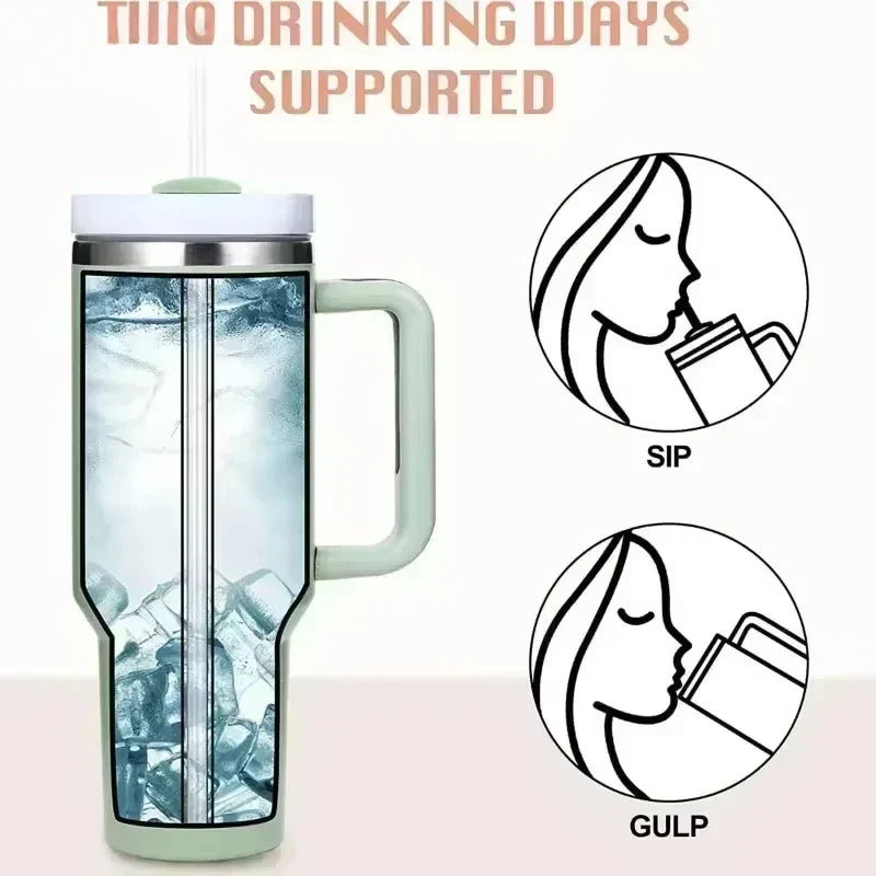 Insulated Tumbler with Handle and Straw