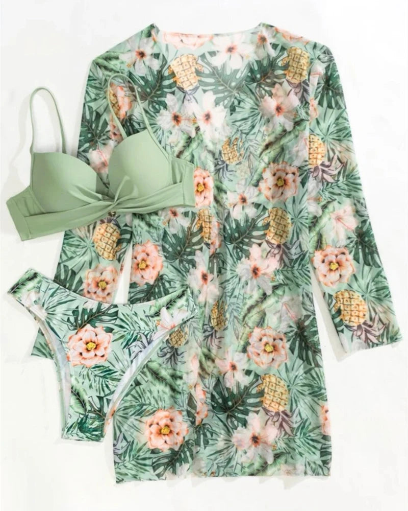 Floral Print Bikini Set  Low Waist - MONLANE