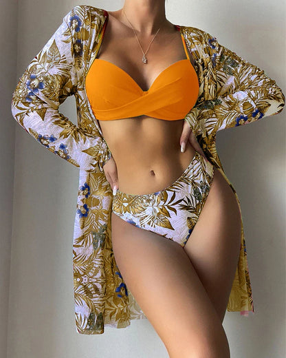 Floral Print Bikini Set Low Waist