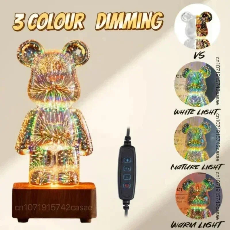 LED 3D Bear Firework Night Light