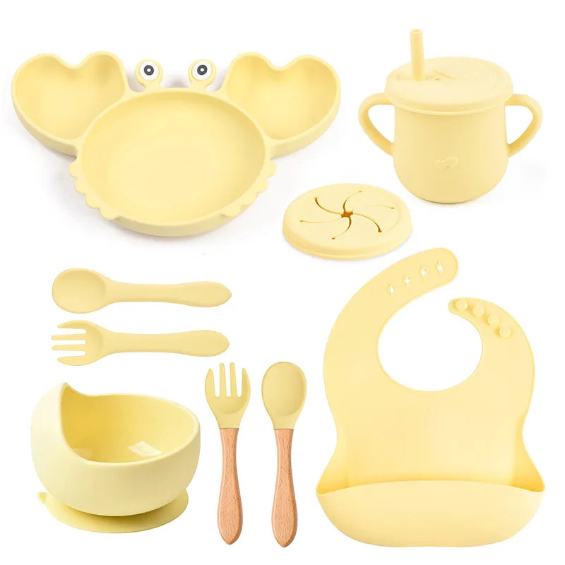 9Pcs Baby Silicone Non-Slip Suction Feeding set