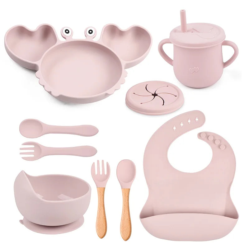 9Pcs Baby Silicone Non-Slip Suction Feeding set
