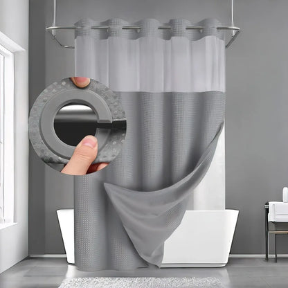 No Hook Shower Curtain with Snap-in Liner