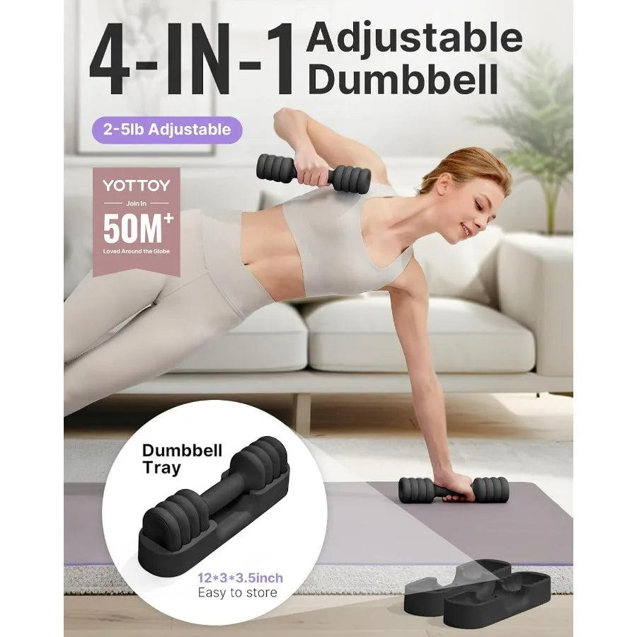 Adjustable Dumbbell Set of 2, 4-in-1 Hand Weights