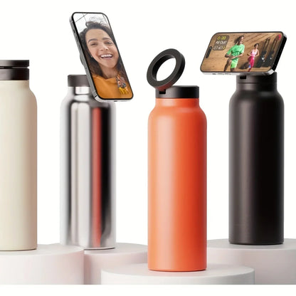 Stainless Steel Water Bottle with Phone Holder