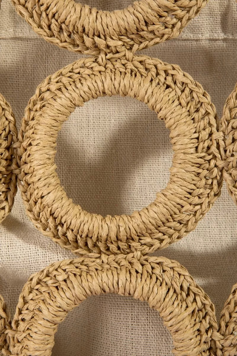 Fame Straw Round Pattern Hand Bag