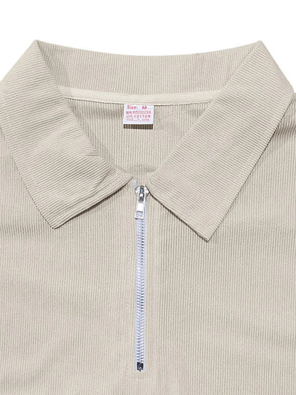 Men's Quarter Zip Short Sleeve Polo and Pants Set