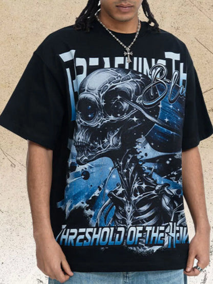 Men's Skull Graphic Round Neck T-Shirt