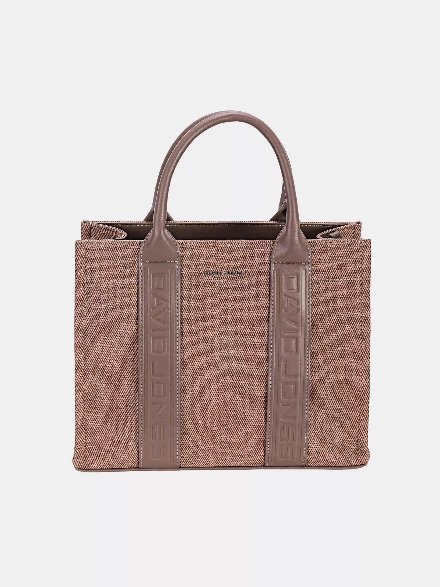 Canvas Tote Handbag with Contrast Leather Handles