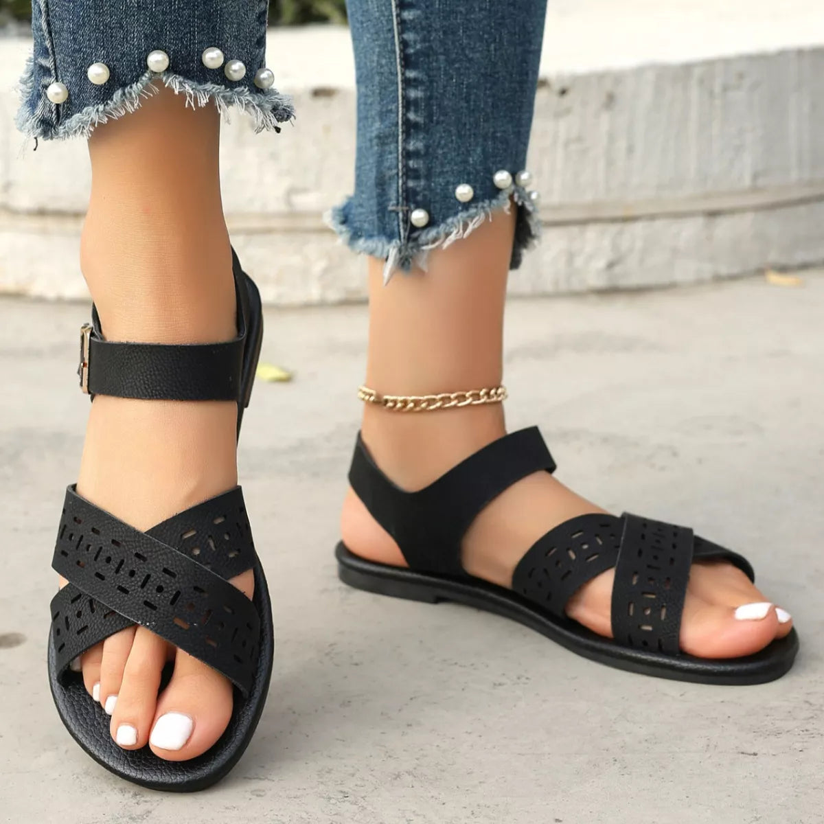 Crisscross Ankle Strap Sandals