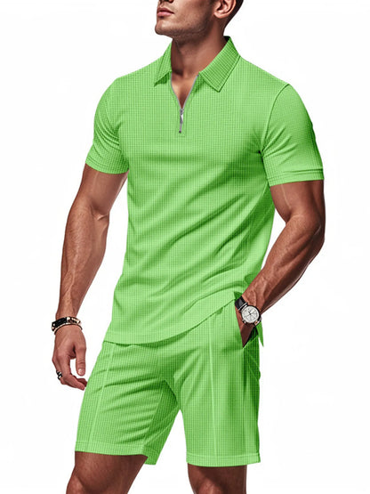 Men's Quarter Zip Short Sleeve Top and Shorts Set