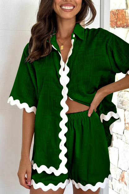 Half Sleeve Top Shorts Set