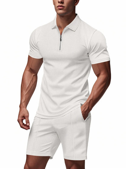 Men's Quarter Zip Short Sleeve Top and Shorts Set