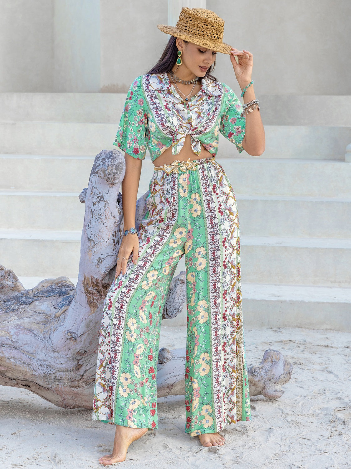 Floral Printed Pants Set