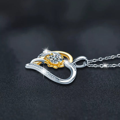 Two Tone Heart-Shaped Pendant Necklace