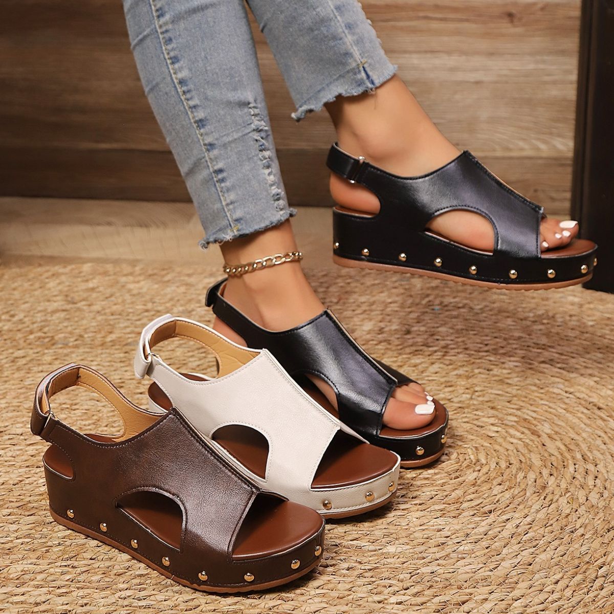 Wedge Velcro Sandals - MONLANE