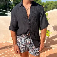 Men's Casual Cotton And Linen Beach Shirt