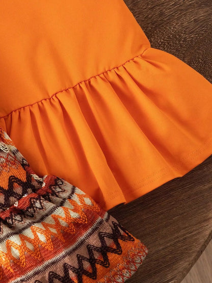 Children's Ruffled Hem Neck Dress