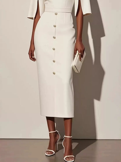 Slit Sleeve Midi Dress