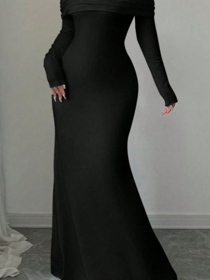 Off-Shoulder Long Sleeve Bodycon Maxi Dress