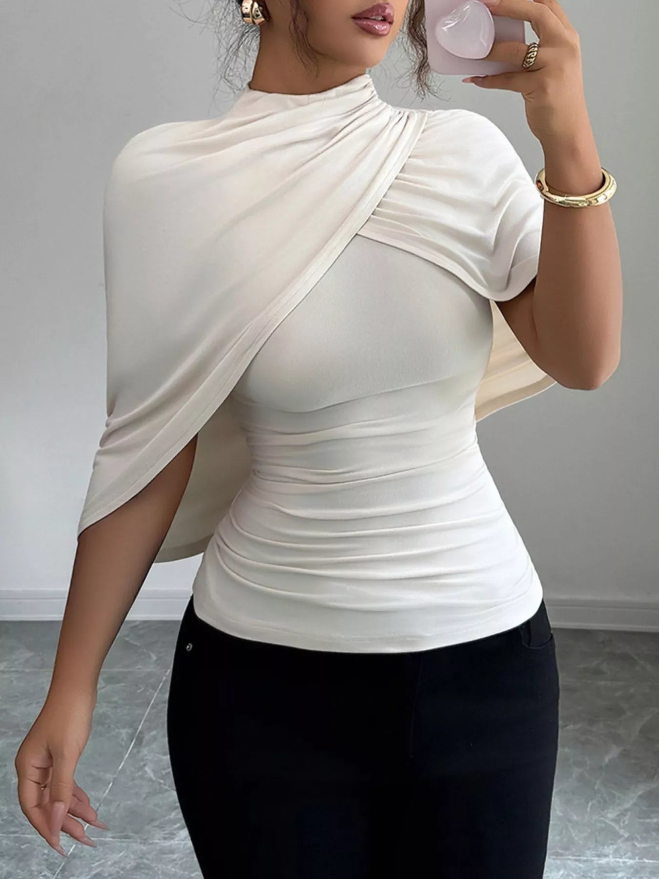 Half Sleeve Shawl Top