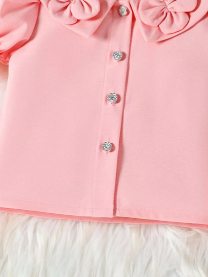 Children's Floral Decor Ruffle Trim Top & Pants Set