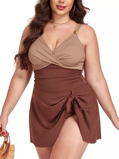 Plus Size Ruched One-Piece Swim Dress