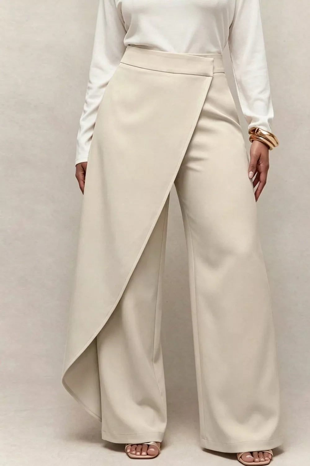 Asymmetrical Wrap Wide-Leg Pants