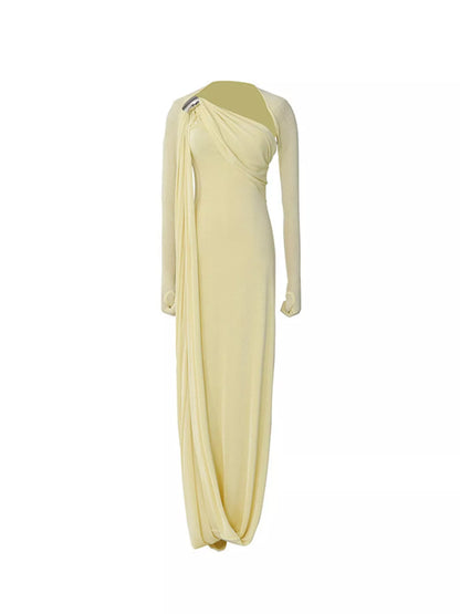 One-Shoulder Draped Maxi Dress