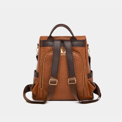 Adjustable Straps PU Leather Backpack Bag