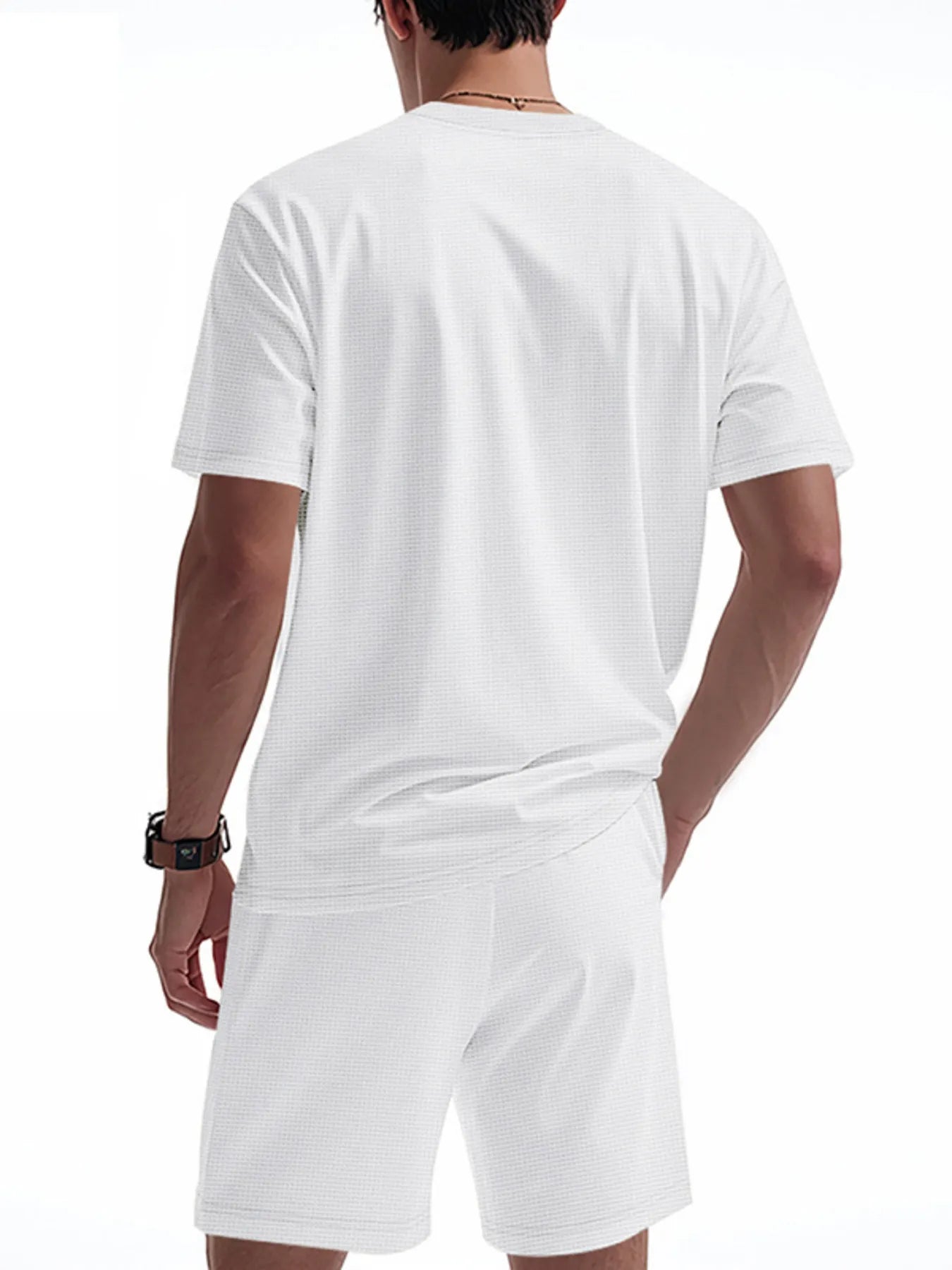 Men's Round Neck Short Sleeve Top and Shorts Set