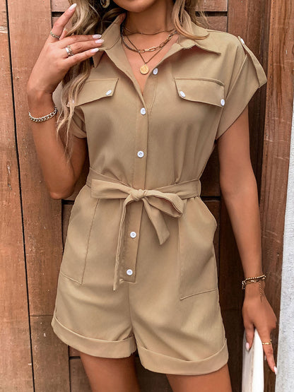 collared-neck-tie-waist-romper-with-pockets