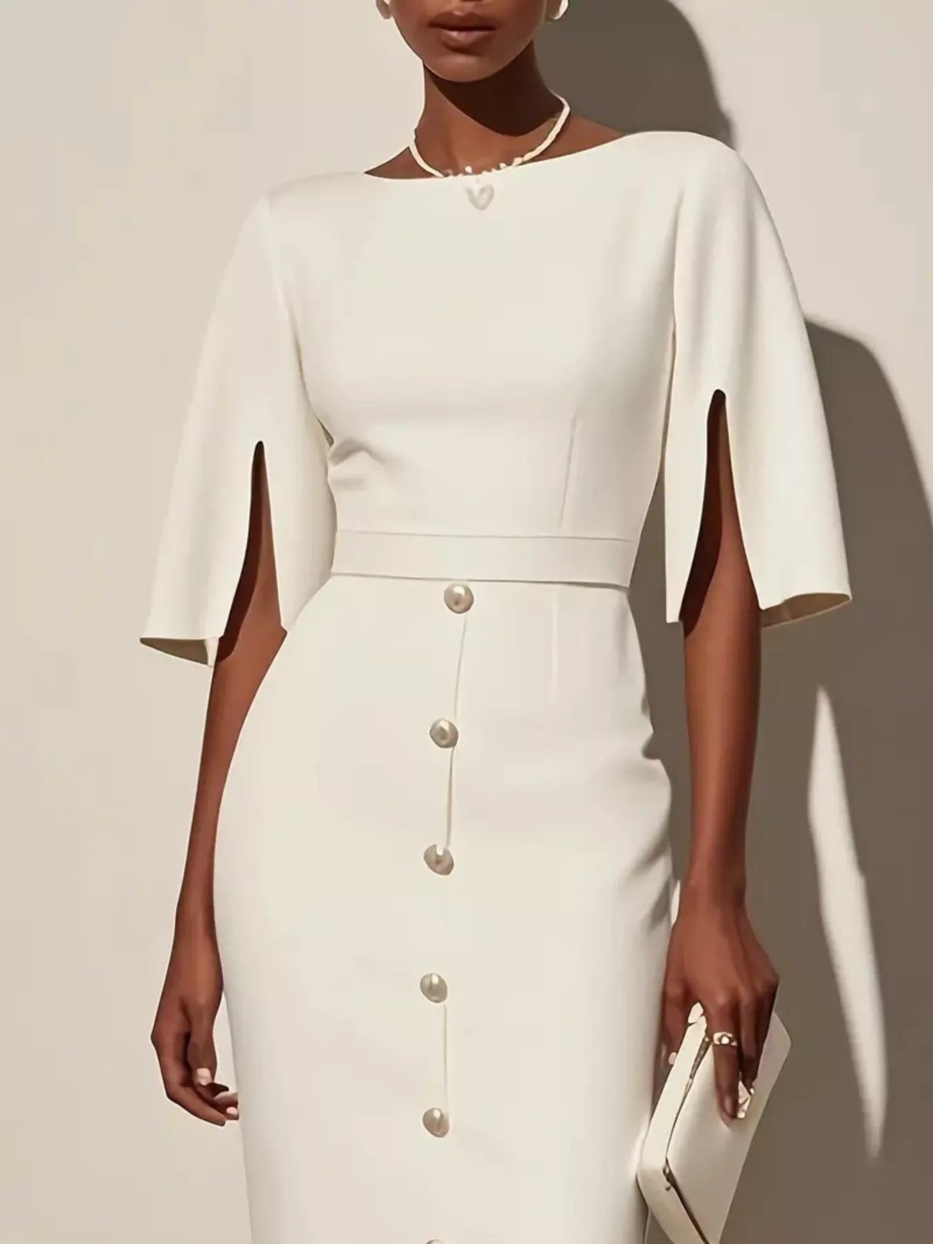 Slit Sleeve Midi Dress
