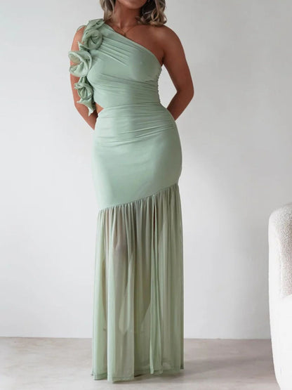 One-Shoulder Ruffle Trim Dress