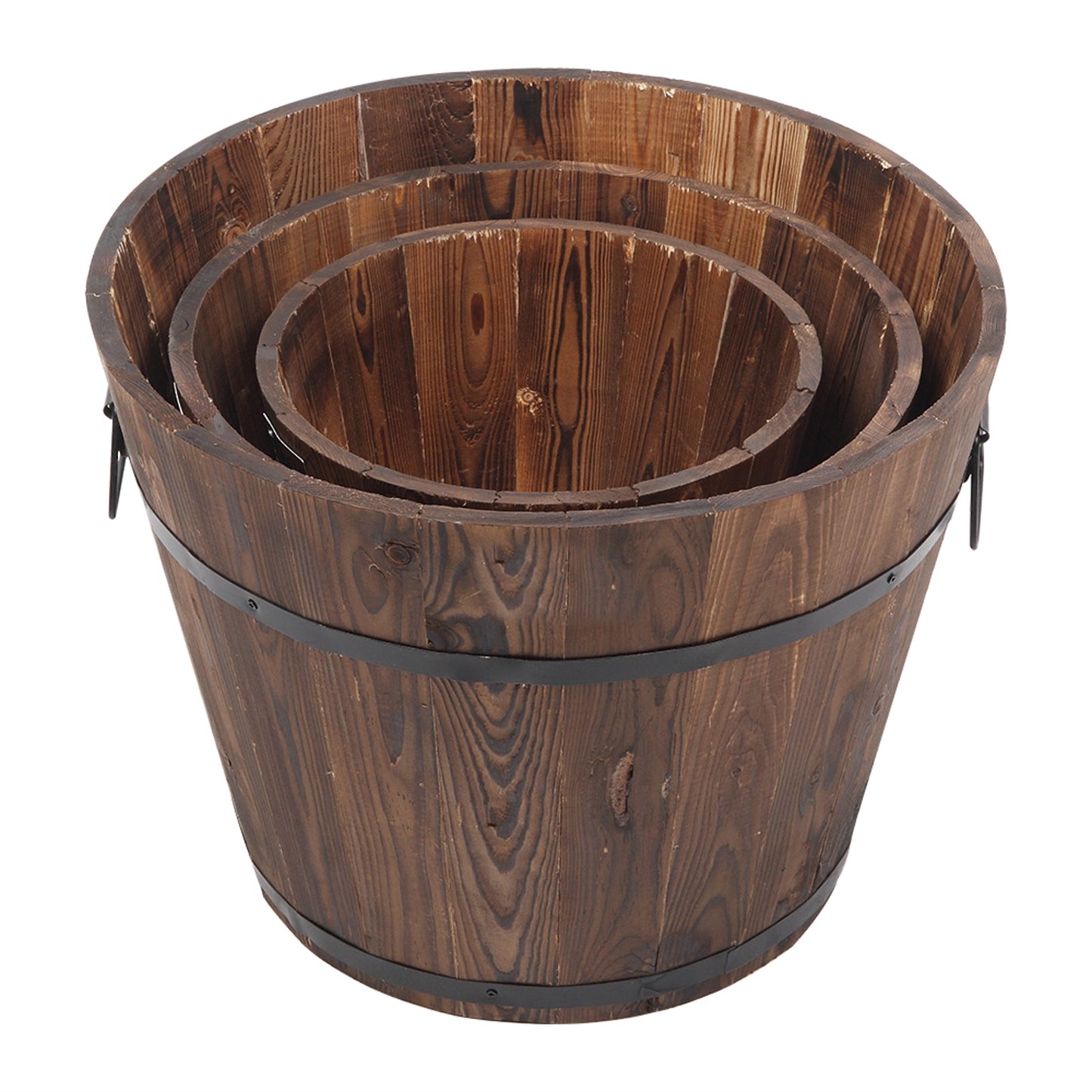 Outdoor Reinforced and Anticorrosive Wooden Pot Set