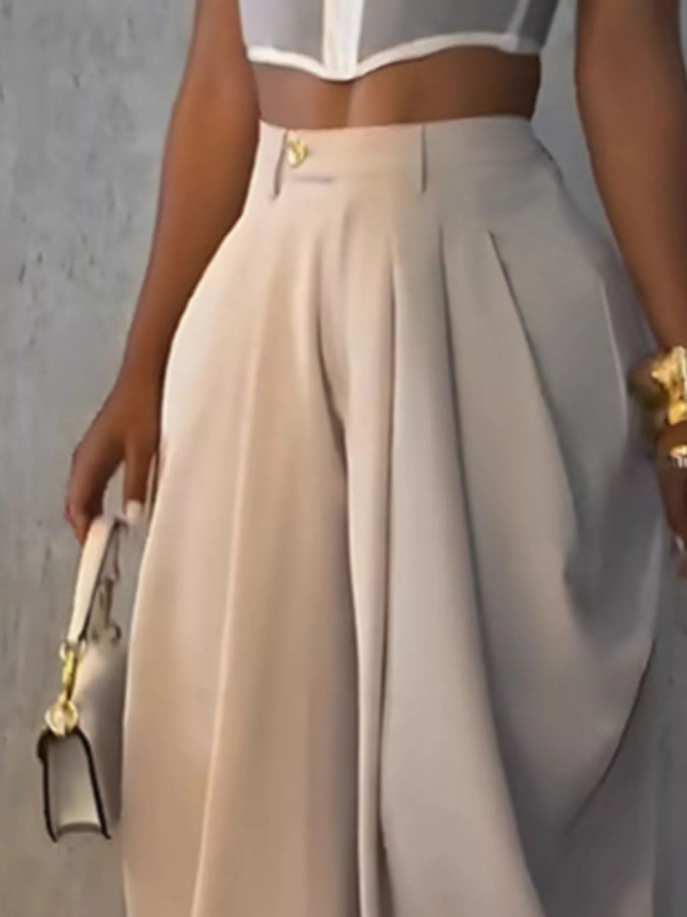 High-Waisted Wide Leg Pleated Pants